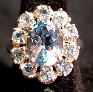 5.88 Carat Oval Blue Topaz Cocktail Ring